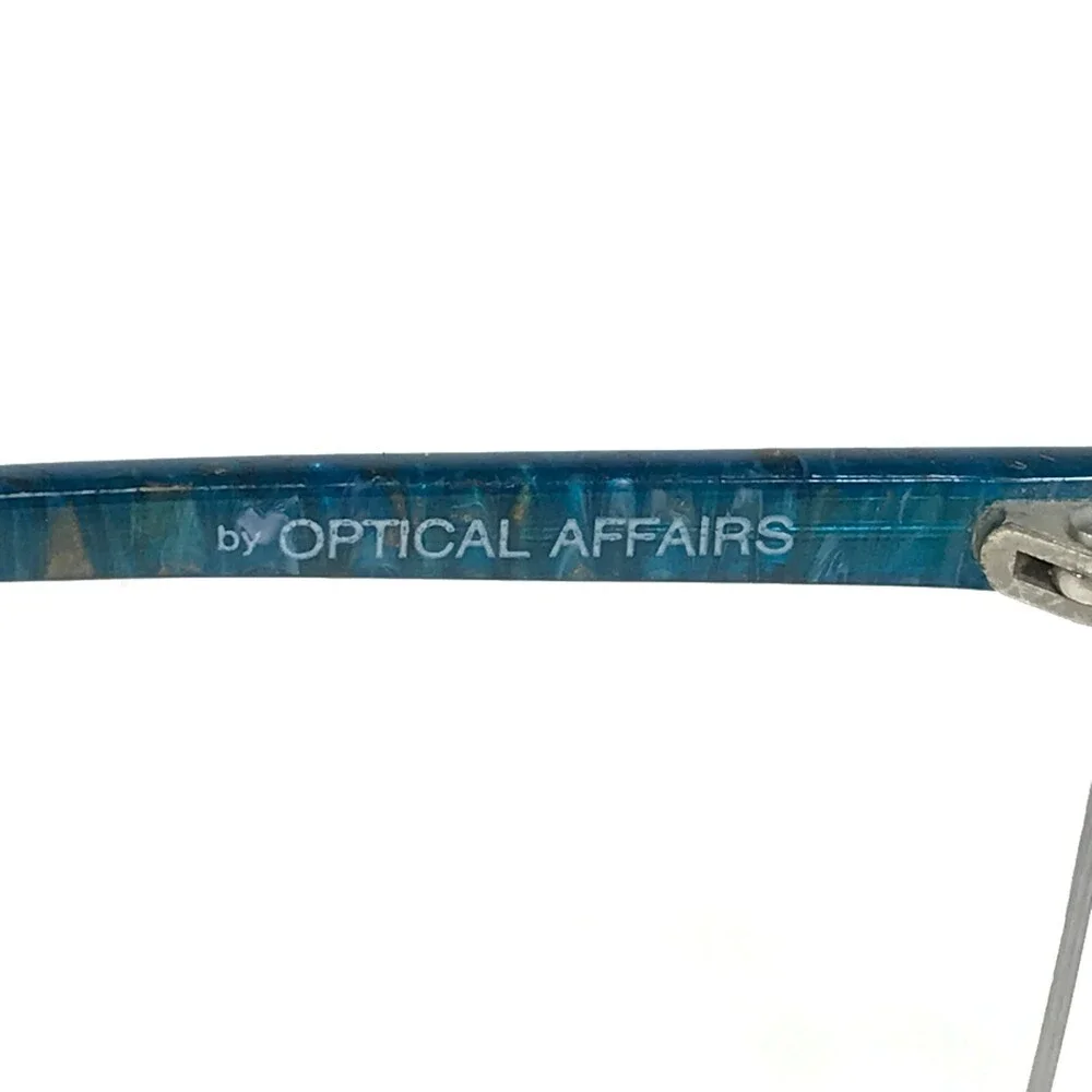 Bright Eyes Optical Affairs Eyeglasses Frames Blue Square Wrap Half Rim 70s 80s
